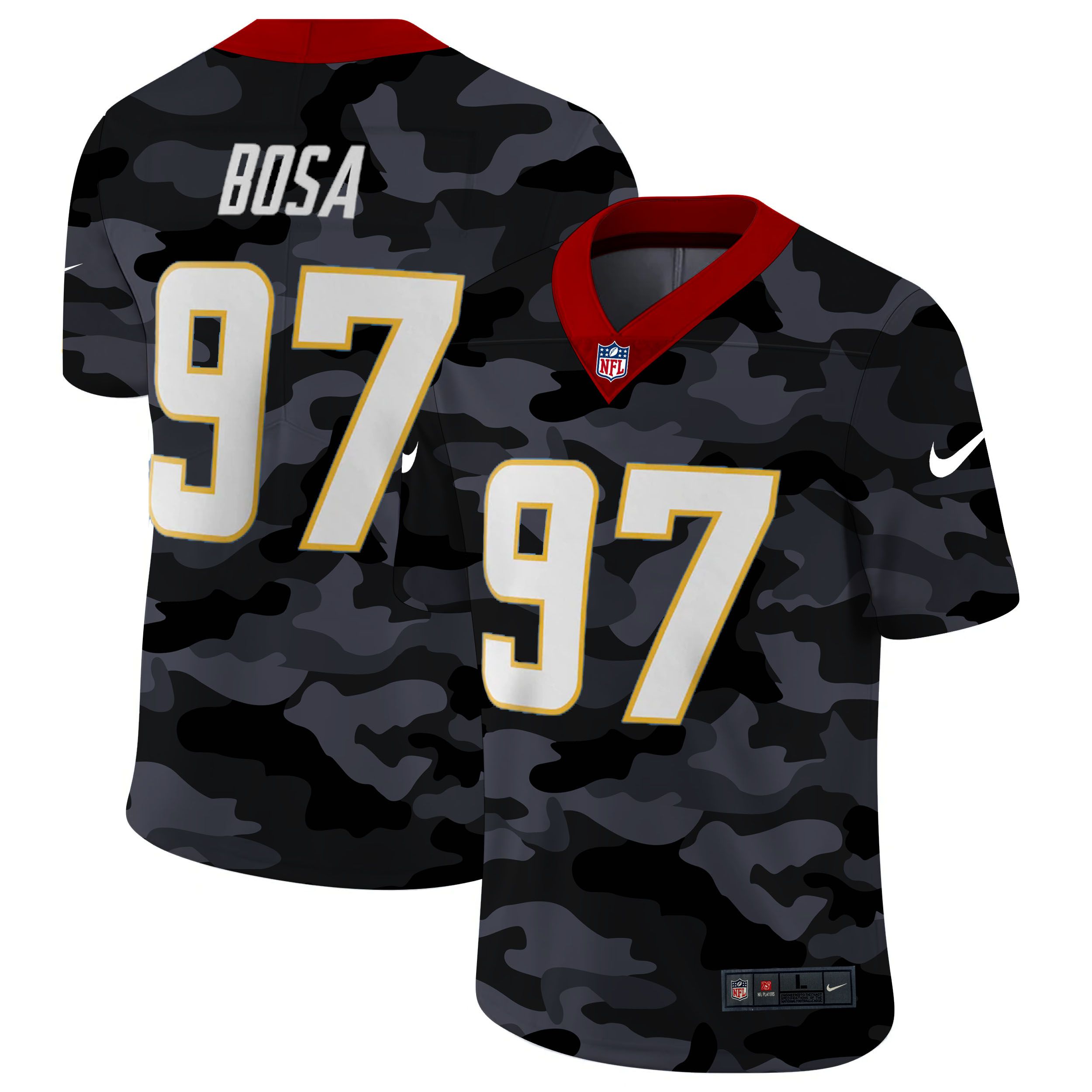 Men San Diego Chargers #97 Bosa 2020 Nike 2ndCamo Salute to Service Limited NFL Jerseys->los angeles chargers->NFL Jersey
